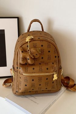 Stylish High-End Double Shoulder Backpack 2024 Women's Versatile Bag for School & Everyday Use, Trendy Maiduo Bear Design