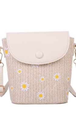 Stylish Woven Straw Crossbody Bag for Women - Japanese & Korean Style Fairy Bucket Bag for Summer 2025