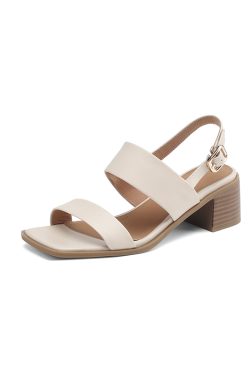 Summer 2025 Open Toe Chunky Heeled Sandals for Women in Top Layer Cowhide - Stylish High Heels for Trendy Outfits