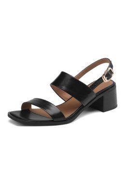 Summer 2025 Open Toe Chunky Heeled Sandals for Women in Top Layer Cowhide - Stylish High Heels for Trendy Outfits