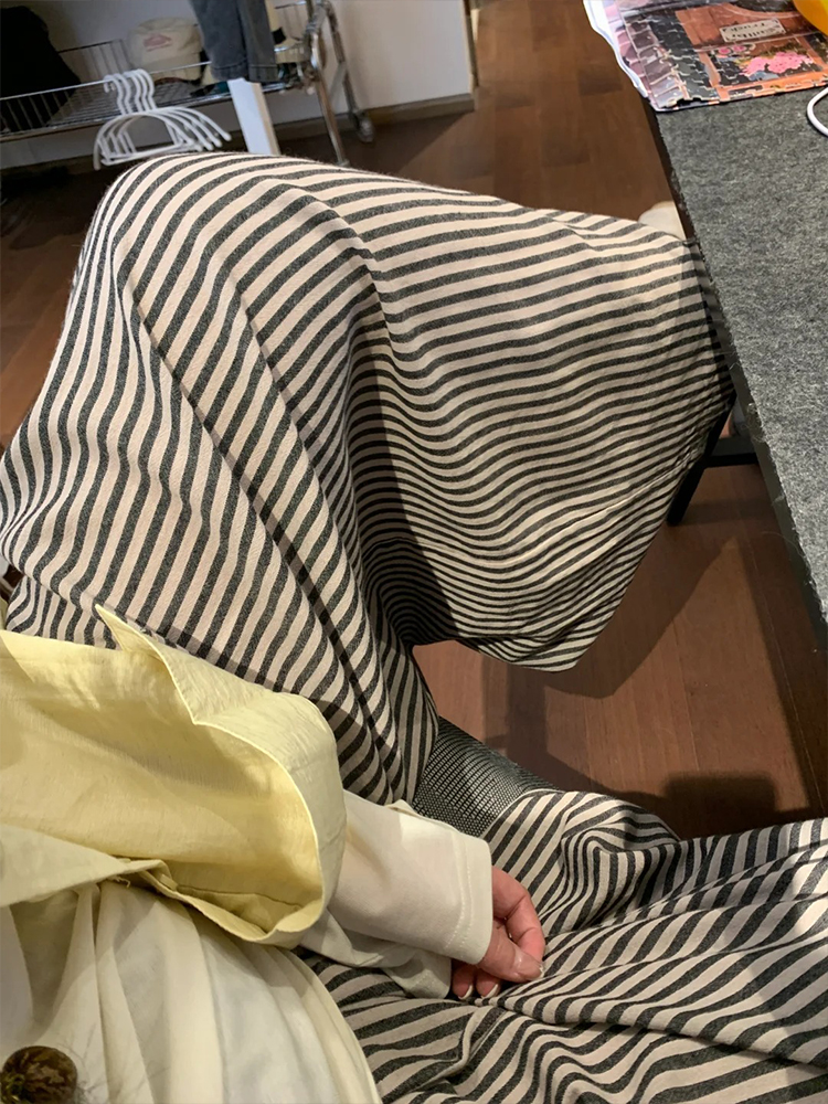 Summer 2025 Striped Wide-Leg Pants for Women - Thin, Loose, Casual Nine-Point Plus Size Trousers Summer 2025 Striped Wide-Leg Pants for Women - Thin, Loose, Casual Nine-Point Plus Size Trousers