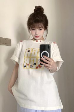 Summer 2025 Women's American Hip-Hop Style Embroidered Short Sleeve T-Shirt - Trendy Couple Streetwear Top