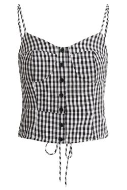 Summer 2025 Women's Black and White Checkered Short Top - French Vacation Style, Trendy and Chic Fashion