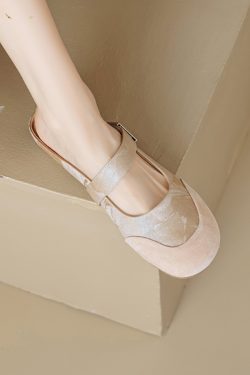 Summer 2025 Women's Cute Apricot Round Toe Flat Half Slippers - Top Layer Cowhide Outdoor Footwear