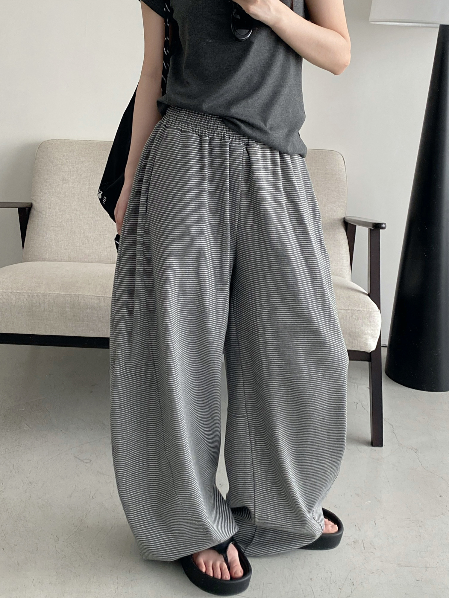 Summer 3D Segmented Deconstructed Wide-Leg Striped Sports Pants with Drawstring - Loose Fit Casual Trousers for Women Summer 3D Segmented Deconstructed Wide-Leg Striped Sports Pants with Drawstring - Loose Fit Casual Trousers for Women