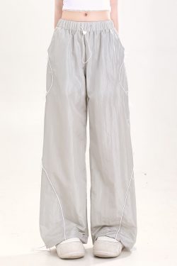 Summer American-Style Quick-Dry Wide-Leg Pants for Women, Bow Accent Loose Straight-Leg Casual Trousers