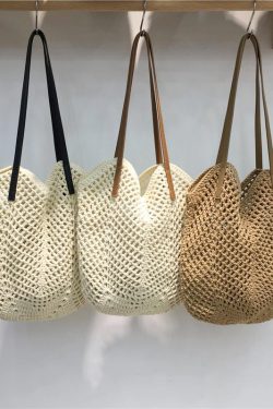 Summer Beach Tote Bag - Women's Cotton Yarn Woven Shoulder Bag with Hollow Design - Stylish Handheld Tote for 2025