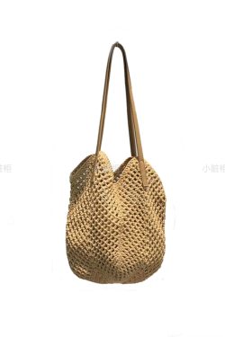 Summer Beach Tote Bag - Women's Cotton Yarn Woven Shoulder Bag with Hollow Design - Stylish Handheld Tote for 2025