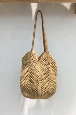Summer Beach Tote Bag - Women's Cotton Yarn Woven Shoulder Bag with Hollow Design - Stylish Handheld Tote for 2025