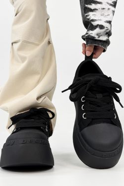 Summer Black Knight Sneakers for Men and Women - Thick-Soled Platform Canvas Shoes, Height-Increasing American Style Couples Sneakers