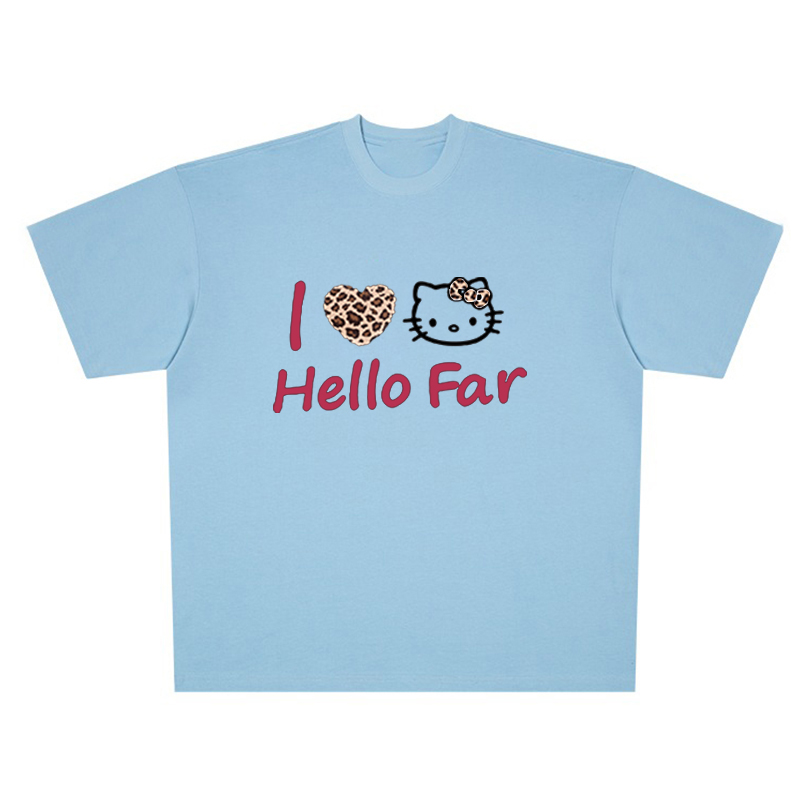Summer Black Leopard Print Kitty Cat Graphic Cropped Top for Women - American Style Slim-Fit Short Sleeve Summer Black Leopard Print Kitty Cat Graphic Cropped Top for Women - American Style Slim-Fit Short Sleeve