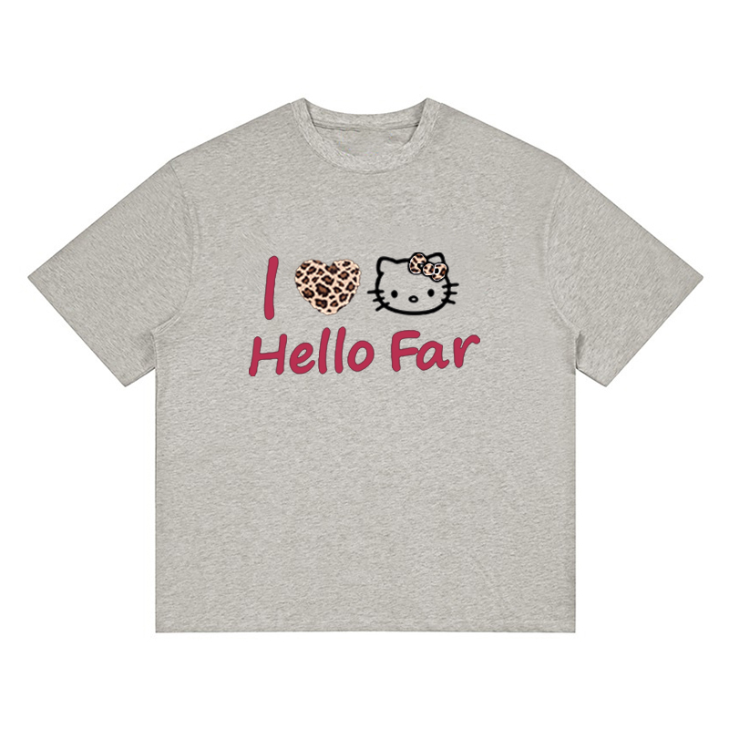 Summer Black Leopard Print Kitty Cat Graphic Cropped Top for Women - American Style Slim-Fit Short Sleeve Summer Black Leopard Print Kitty Cat Graphic Cropped Top for Women - American Style Slim-Fit Short Sleeve