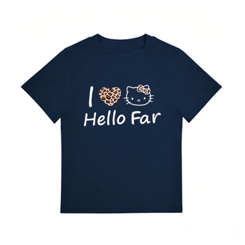 Summer Black Leopard Print Kitty Cat Graphic Cropped Top for Women - American Style Slim-Fit Short Sleeve Summer Black Leopard Print Kitty Cat Graphic Cropped Top for Women - American Style Slim-Fit Short Sleeve