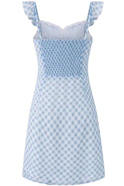 Summer Blue Spaghetti Strap Dress - Vacation Style Slim A-Line Short Skirt for 2025 Y2K Fashion