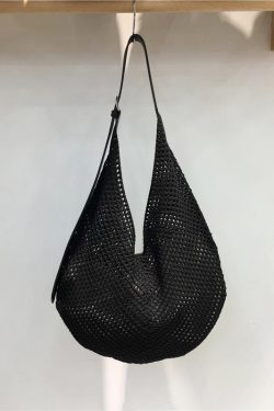 Summer Casual Beach Bag - Woven Hollow Splicing Design for Vacation & Daily Use - Trendy Niche Ins Style