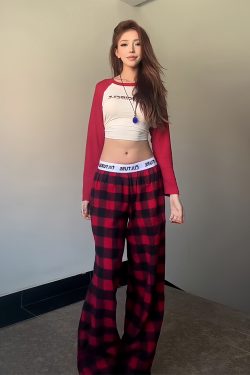 Summer Casual Wide-Leg Pants for Women - Patterned Straight-Leg Loose Fit with Letter Belt and Drape Effect, Perfect for Lazy Days