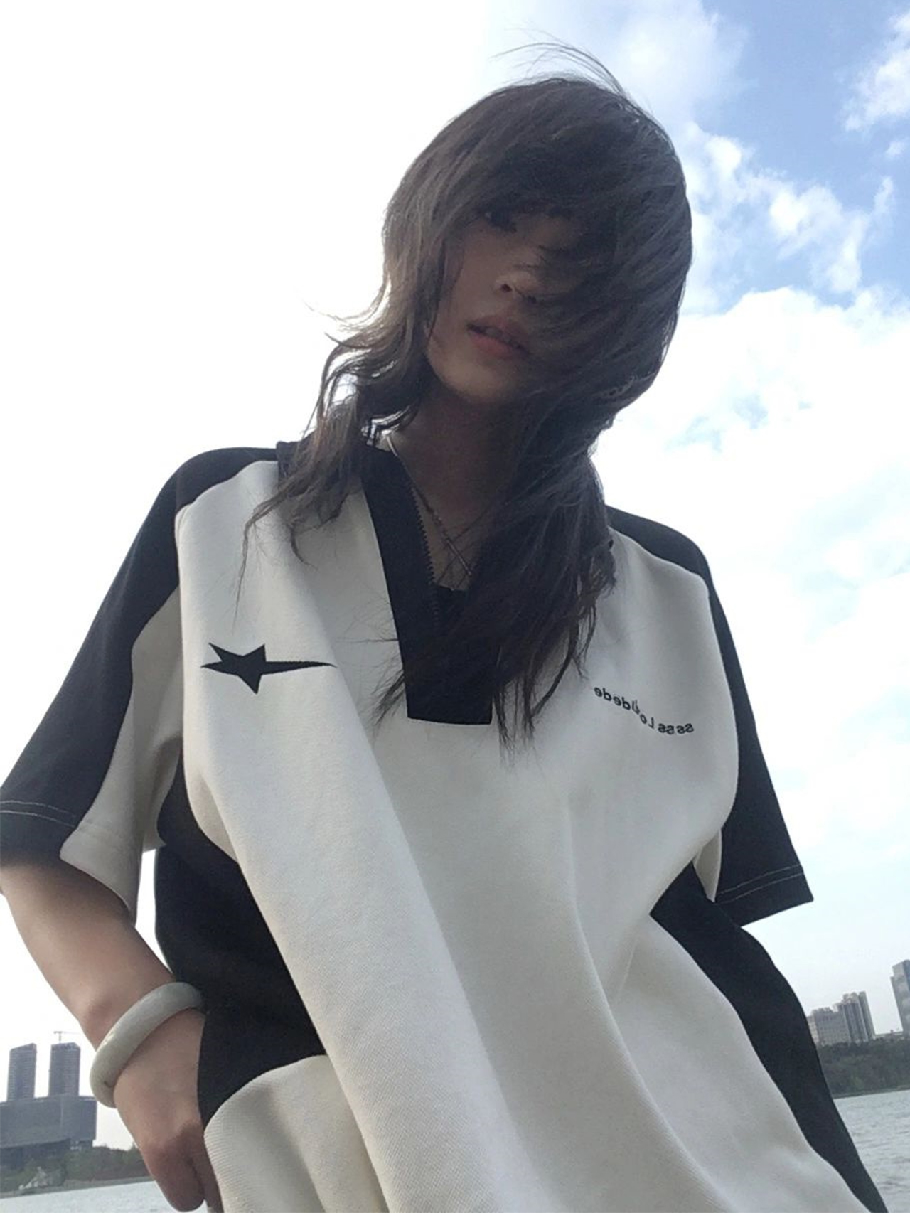 Summer Color-Blocking Short-Sleeve T-Shirt for Women - American College Style Polo Collar Round Neck Heavyweight Top Summer Color-Blocking Short-Sleeve T-Shirt for Women - American College Style Polo Collar Round Neck Heavyweight Top