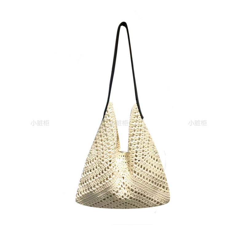 Summer Cotton Rope Woven Shoulder Bag - Large Capacity Hollow Design Tote for Women - Perfect Beach Accessory Summer Cotton Rope Woven Shoulder Bag - Large Capacity Hollow Design Tote for Women - Perfect Beach Accessory