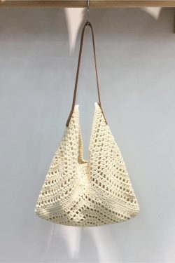 Summer Cotton Rope Woven Shoulder Bag - Large Capacity Hollow Design Tote for Women - Perfect Beach Accessory