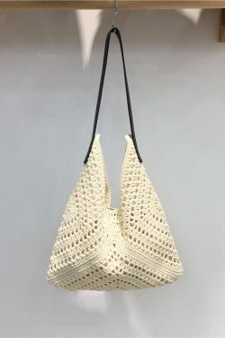 Summer Cotton Rope Woven Shoulder Bag - Large Capacity Hollow Design Tote for Women - Perfect Beach Accessory