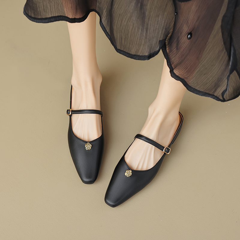 Summer Fashion Camellia Buckle Strap Sandals for Women - Low-Heeled Mules & Half Slippers Summer Fashion Camellia Buckle Strap Sandals for Women - Low-Heeled Mules & Half Slippers