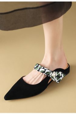 Summer Fashion French Ribbon Pointed Flat Shoes - Comfortable Slip-On Half Slippers for Women
