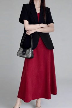 Summer Floral Satin Slip Dress, Women's Mid-Length V-Neck Long Dress in Imitation Acetate – Elegant 90s Style