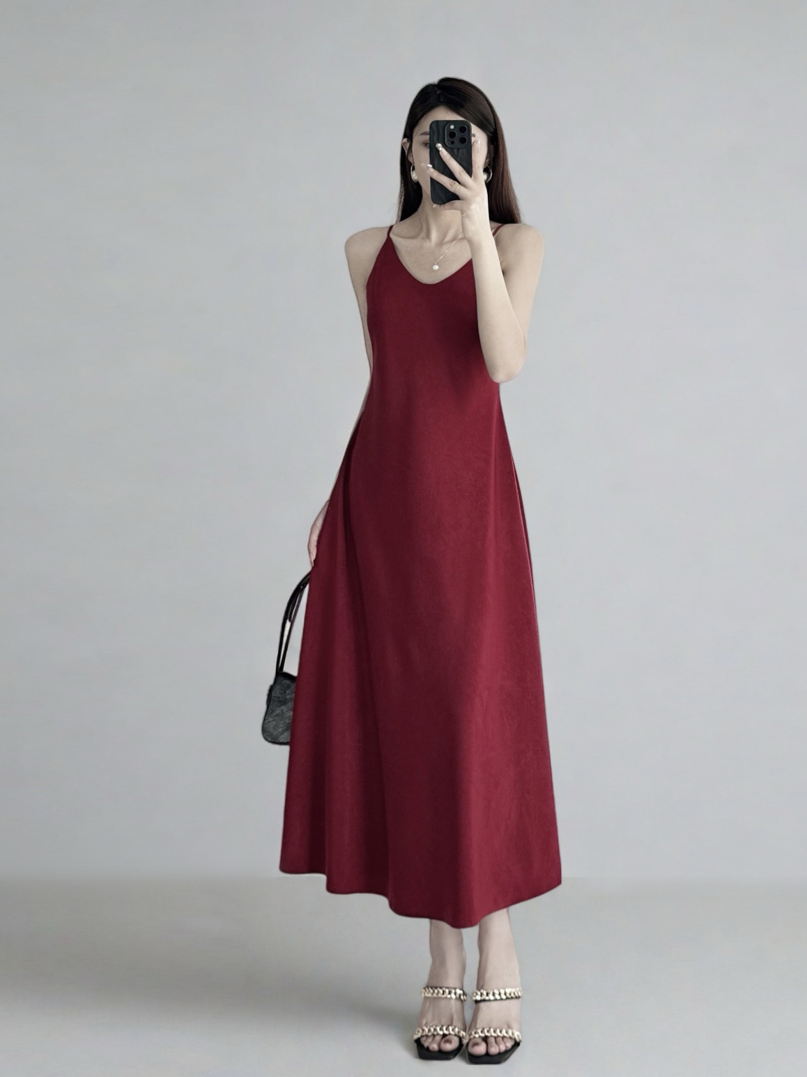 Summer Floral Satin Slip Dress, Women's Mid-Length V-Neck Long Dress in Imitation Acetate – Elegant 90s Style Summer Floral Satin Slip Dress, Women's Mid-Length V-Neck Long Dress in Imitation Acetate – Elegant 90s Style