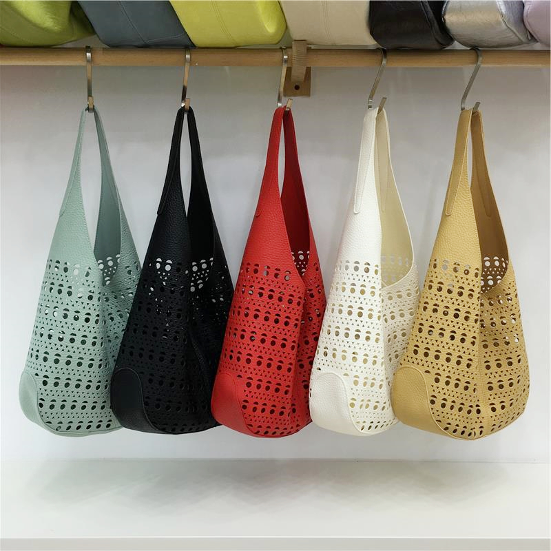 Summer French Hollow Carved Tote Bag - Large Capacity Versatile Commuter Shoulder Bag for Stylish Outings Summer French Hollow Carved Tote Bag - Large Capacity Versatile Commuter Shoulder Bag for Stylish Outings