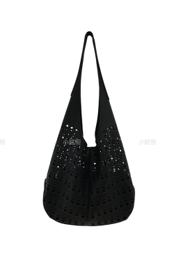 Summer French Hollow Carved Tote Bag - Large Capacity Versatile Commuter Shoulder Bag for Stylish Outings