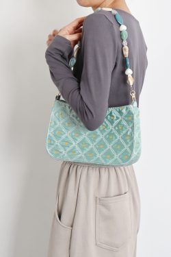 Summer Fresh Retro Green Beaded Crossbody Bag for Women - Artistic Texture Underarm Bag, Original Niche Design