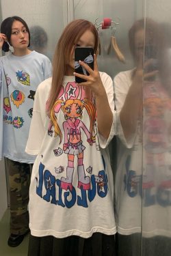 Summer Graffiti Artist Design Loose Fit Cotton Short Sleeve T-Shirt - Trendy Casual Wear for 90s and Y2K Style