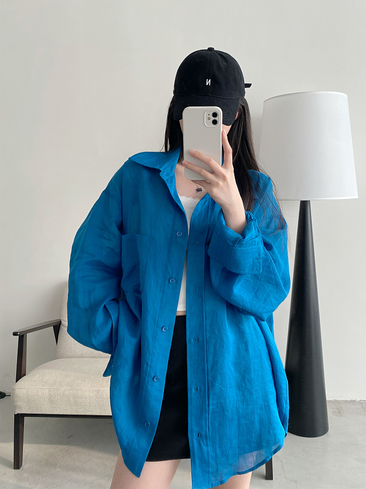 Summer Grapefruit Oversized Loose-Fitting Ramie Shirt for Women – Relaxed, Versatile, Slimming Style Summer Grapefruit Oversized Loose-Fitting Ramie Shirt for Women – Relaxed, Versatile, Slimming Style