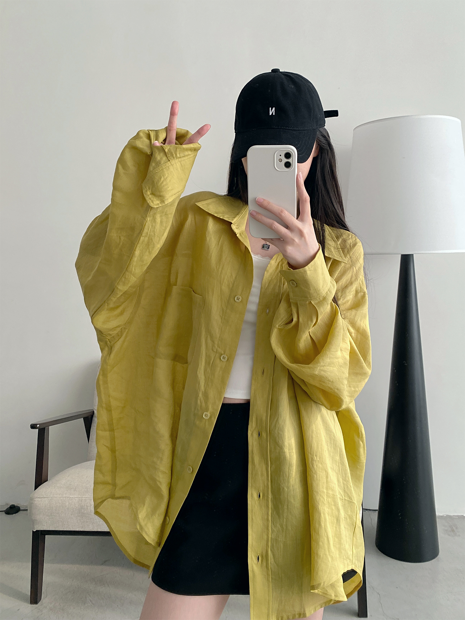 Summer Grapefruit Oversized Loose-Fitting Ramie Shirt for Women – Relaxed, Versatile, Slimming Style Summer Grapefruit Oversized Loose-Fitting Ramie Shirt for Women – Relaxed, Versatile, Slimming Style