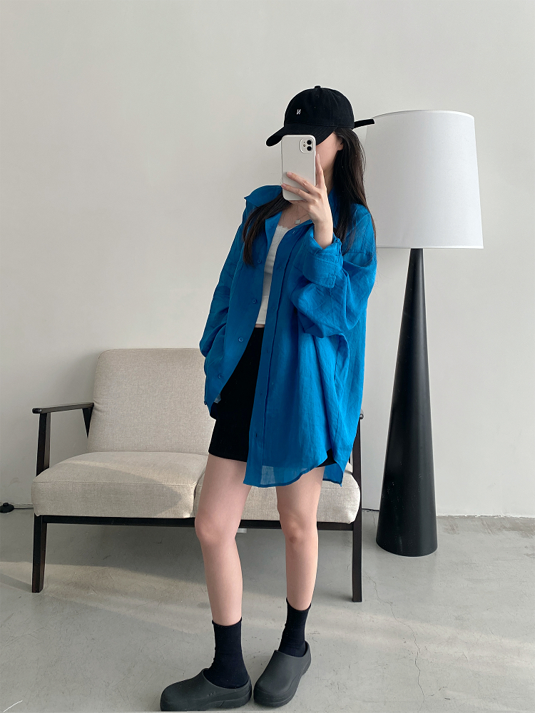 Summer Grapefruit Oversized Loose-Fitting Ramie Shirt for Women – Relaxed, Versatile, Slimming Style Summer Grapefruit Oversized Loose-Fitting Ramie Shirt for Women – Relaxed, Versatile, Slimming Style