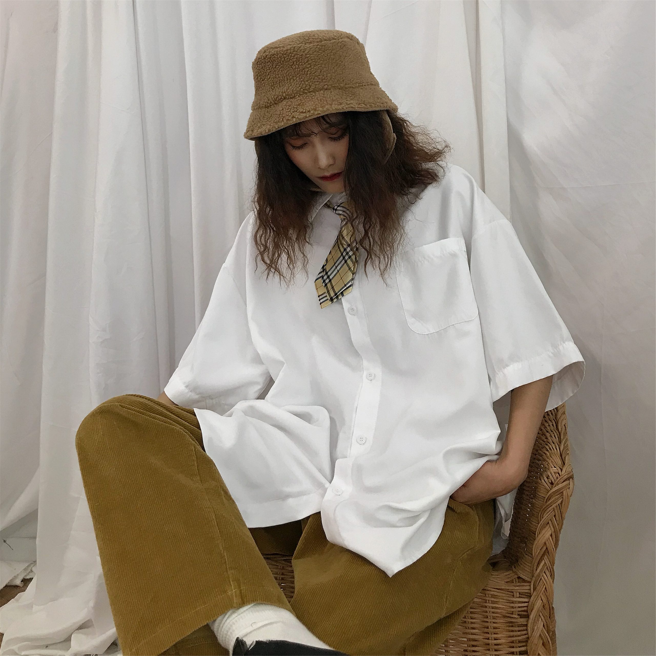 Summer Hong Kong Style Retro Short Sleeve Shirt - 8 Colors Casual Versatile Couple Top - Korean Fashion Inspired Summer Hong Kong Style Retro Short Sleeve Shirt - 8 Colors Casual Versatile Couple Top - Korean Fashion Inspired