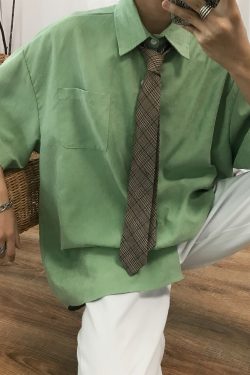 Summer Hong Kong Style Retro Short Sleeve Shirt - 8 Colors Casual Versatile Couple Top - Korean Fashion Inspired