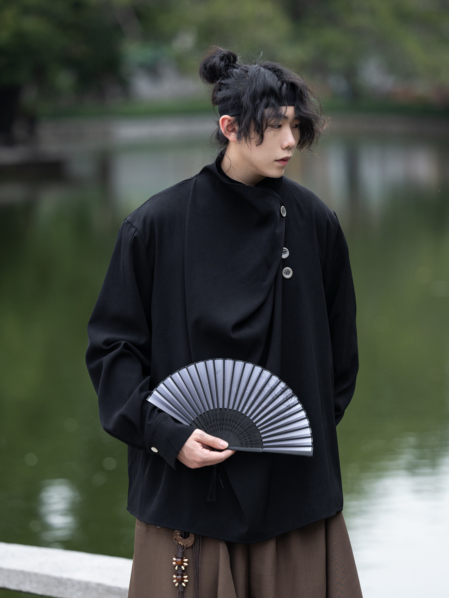 Summer Irregular Yohji Shirt for Men and Women, Niche Yamamoto Design, Chinese Style, Unique Fashion Top Summer Irregular Yohji Shirt for Men and Women, Niche Yamamoto Design, Chinese Style, Unique Fashion Top