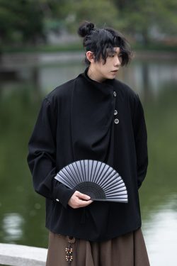 Summer Irregular Yohji Shirt for Men and Women, Niche Yamamoto Design, Chinese Style, Unique Fashion Top