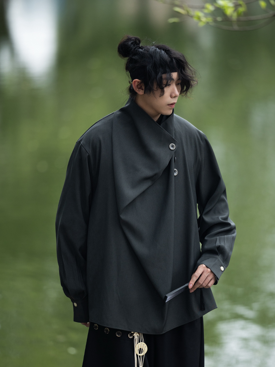 Summer Irregular Yohji Shirt for Men and Women, Niche Yamamoto Design, Chinese Style, Unique Fashion Top Summer Irregular Yohji Shirt for Men and Women, Niche Yamamoto Design, Chinese Style, Unique Fashion Top