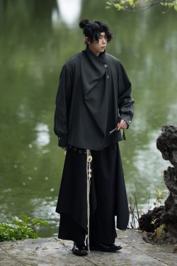 Summer Irregular Yohji Shirt for Men and Women, Niche Yamamoto Design, Chinese Style, Unique Fashion Top