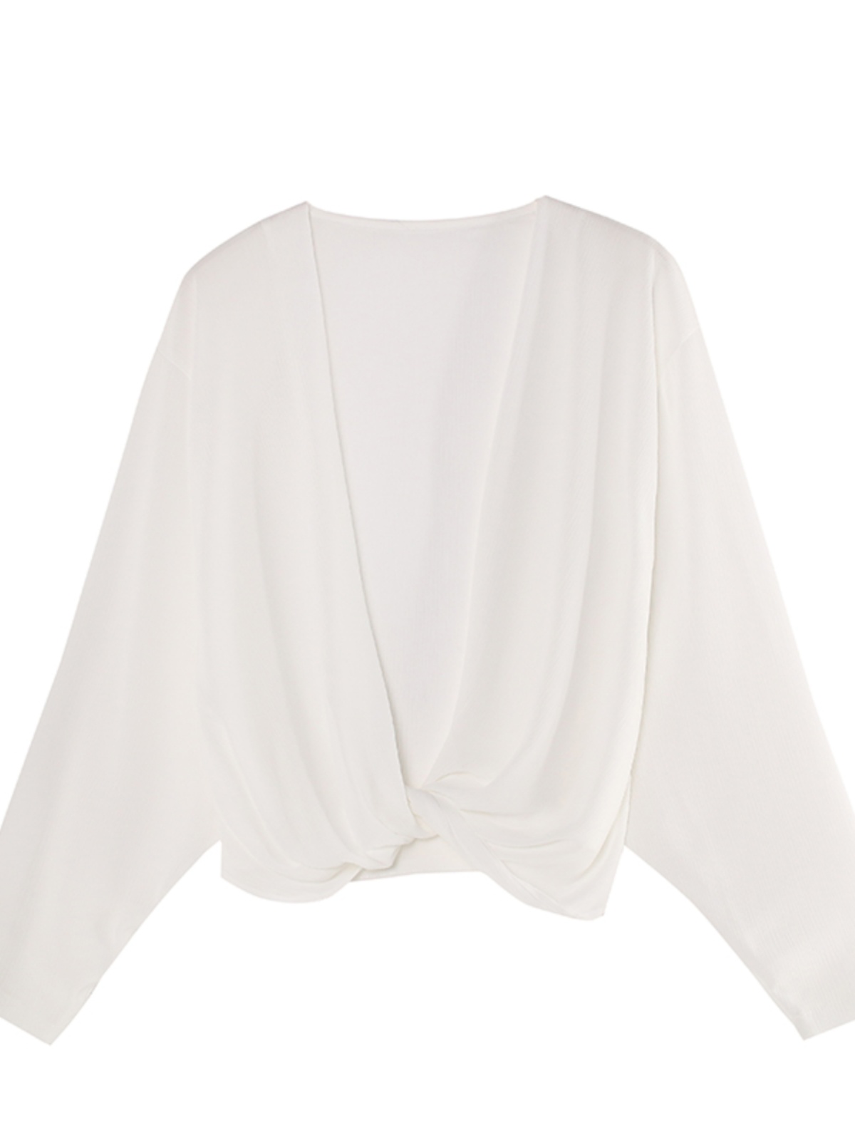 Summer Knot Shawl Long Sleeve Airy Chiffon Top - Sun Protection Slim Fit Wrinkled Outer Shirt for Air Conditioning Summer Knot Shawl Long Sleeve Airy Chiffon Top - Sun Protection Slim Fit Wrinkled Outer Shirt for Air Conditioning