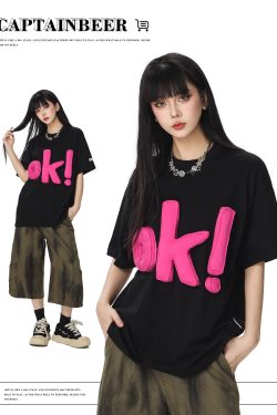 Summer Loose-Fit American Style Beer Team Captain Short Sleeve T-Shirt for Women - Unique High-End Casual Top