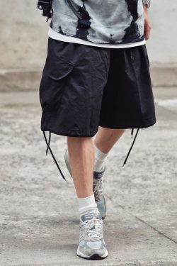 Summer Loose Fit Large Size Men's Cargo Shorts with Drawstring - Trendy Japanese Style Fashion for Casual Wear