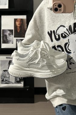 Summer Mesh Breathable Casual Old Daddy Shoes for Women - Lightweight White Sneakers for 2025 Y2K Style