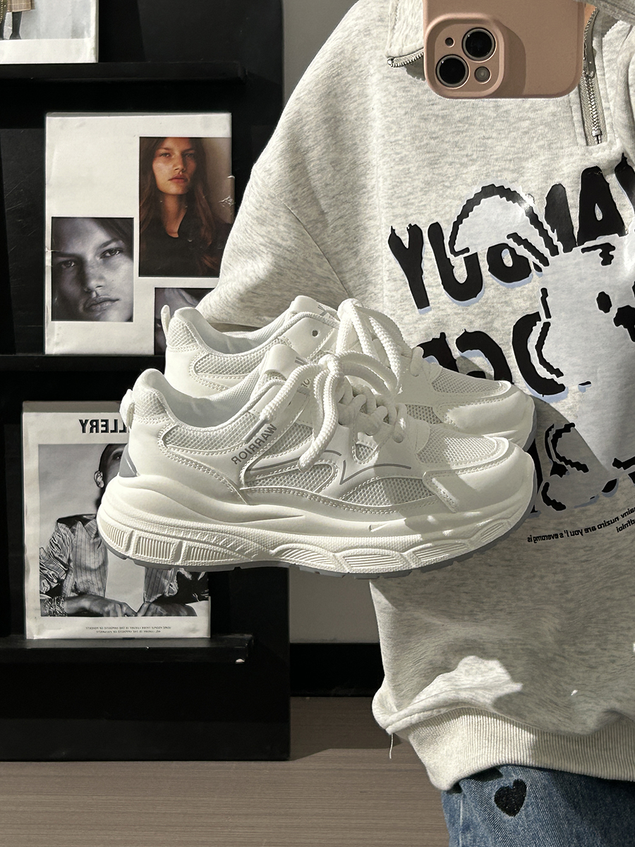 Summer Mesh Breathable Casual Old Daddy Shoes for Women - Lightweight White Sneakers for 2025 Y2K Style Summer Mesh Breathable Casual Old Daddy Shoes for Women - Lightweight White Sneakers for 2025 Y2K Style