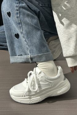 Summer Mesh Breathable Casual Old Daddy Shoes for Women - Lightweight White Sneakers for 2025 Y2K Style