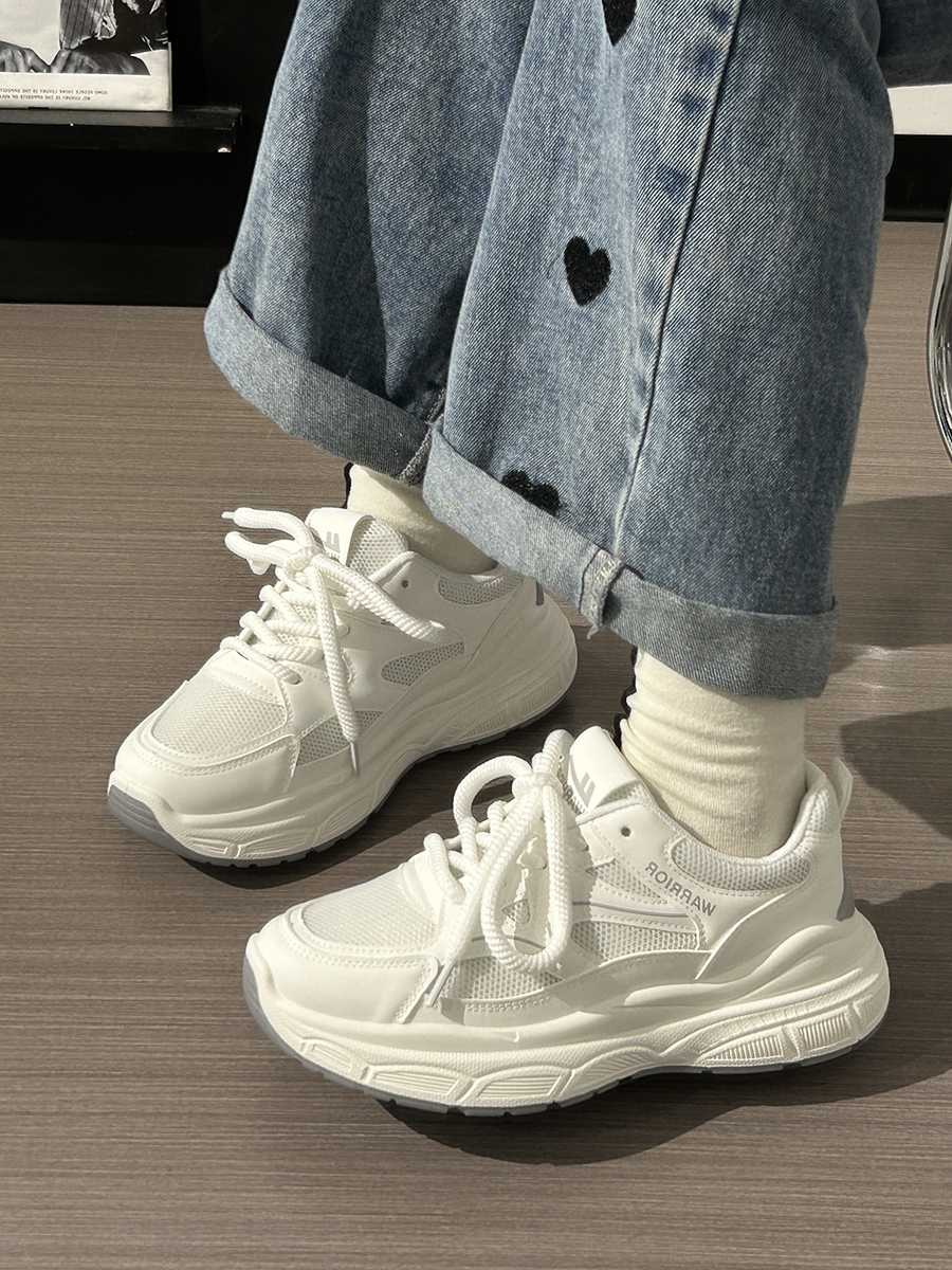 Summer Mesh Breathable Casual Old Daddy Shoes for Women - Lightweight White Sneakers for 2025 Y2K Style Summer Mesh Breathable Casual Old Daddy Shoes for Women - Lightweight White Sneakers for 2025 Y2K Style