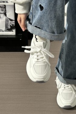 Summer Mesh Breathable Casual Old Daddy Shoes for Women - Lightweight White Sneakers for 2025 Y2K Style