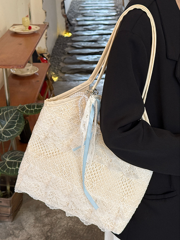 Summer Mesh Lace Tote Bag for Women - Large Capacity Leisure Commuting Shoulder Bag - Trendy 2025 Style Summer Mesh Lace Tote Bag for Women - Large Capacity Leisure Commuting Shoulder Bag - Trendy 2025 Style